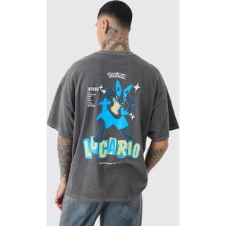 Mens Tall Pokemon Lucario License T-shirt In Grey