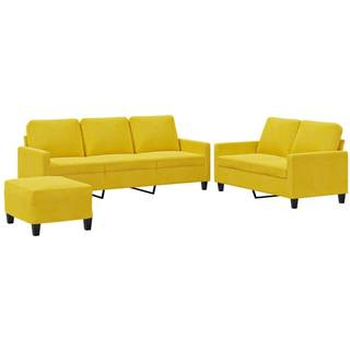 sofasæt 3 dele med hynder velour gul