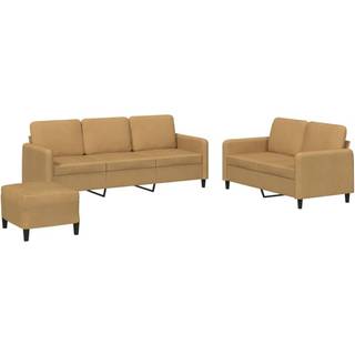 sofasæt 3 dele velour brun