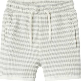Lil Atelier Oyster Mushroom/coconut Milk Stribede Shorts