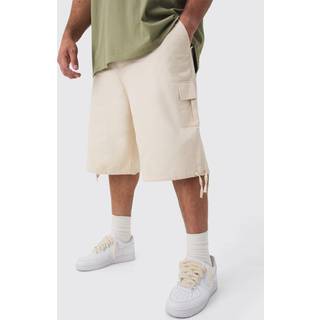 Mens Stone Plus Fixed Waistband Twill Cargo Longline Shorts