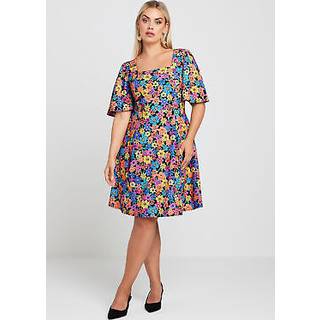 Yours Curve Yours Curve Black LIMITED COLLECTION Floral Print Angel Sleeve Mini Dress