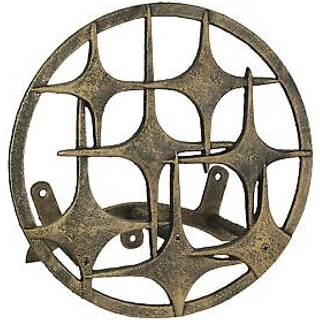 Bronze finish Cast Iron MCM Stars vægmonteret slangeholder - Stilfuld midt i århundredes moderne havedekorationsløsning - 11,5 tommer i diameter