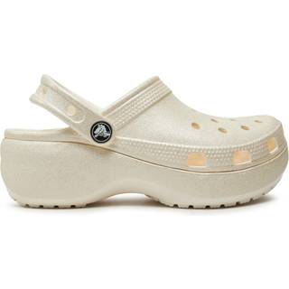 Crocs women Classic Platform Glitter Clogs Chalk 34