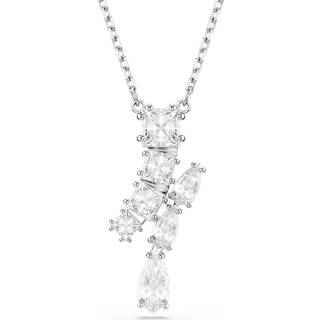 Swarovski Matrix Rhodium Plated Mixed Cuts Drop Pendant Necklace - Silver - 45cm