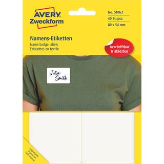 Avery 51063 Selvklæbende navneskilte acetatsilke 80x54mm 40 etiketter