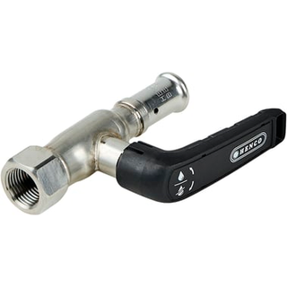 Henco kuglehane pres/indvendig gevind med håndtag 16 mm x 1/2 rustfrit stål
