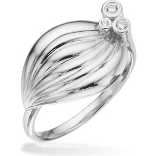 Scrouples - Sølv ring med 3 sten og et blad med riller - 727262