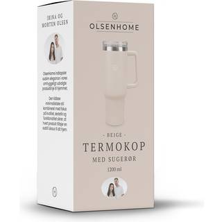 OlsenHome Termokop m. sugerør, 1200ml Beige