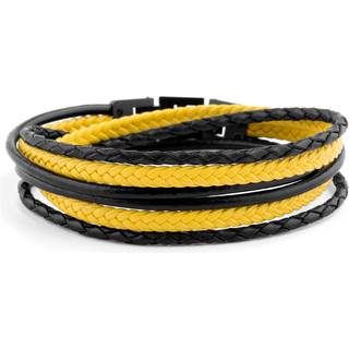 Sort og Gult Roy Læderarmbånd