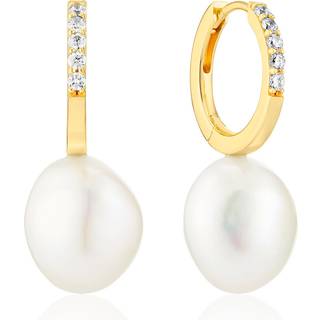 Padua Uno Øreringe, 18 C Gold Plated/Pearl/White
