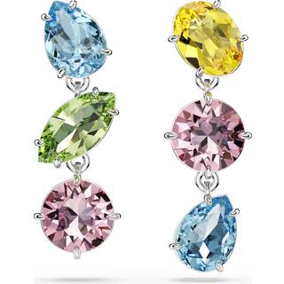 Gema Drop-Ohrhänger, Asymmetrisches Design, Verschiedene Schliffe, Mehrfarbig, Rhodiniert