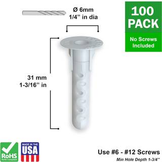 TOGGLER 13101 Plugs MED KRAVE/UDEN KRAVE AF6, med krave, pakke med 100