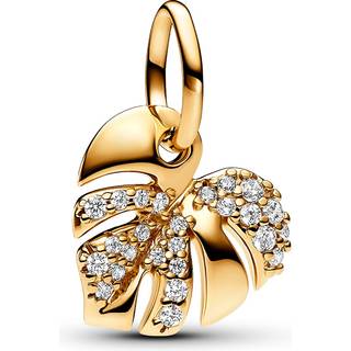 Pandora - Monstera blad forgyldt med sten - 763349