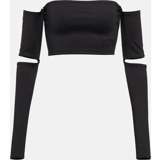 MM6 Maison Margiela Jersey crop top with cutout sleeves - black - L