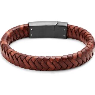 Brunt Flettet Læder Armbånd