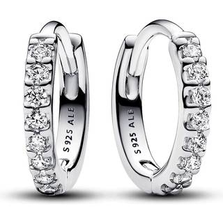 Pandora - Funklende klip creoler i sølv - 293015c01