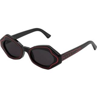 Marni Unisex Unlahand Black/Red N9L Solbriller Acetat Sort Grå Rund Normal