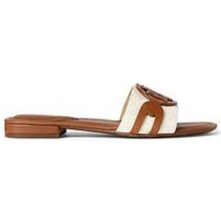 Lauren Ralph Lauren Lauren Ralph Lauren Alegra Two Tone Leather Tan Brown Sandals Sliders