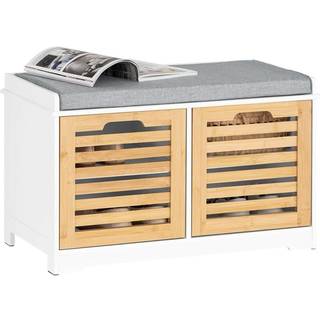 SoBuy Indgangsskoskab med sæde - Pladsbesparende, hvid/naturlig 71x35x43cm
