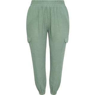 Yours Curve Yours Curve Green 100% Cotton Cheesecloth Cuffed Joggers