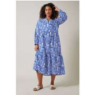 Evans Evans Abstract Long Sleeve Shirt White Dress - EU 58-60 (UK 30-32)