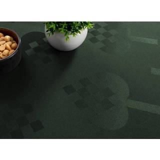 Juledug - 140x420 cm - Grøn med hjerter - Jacquardvævet borddug - Eksklusiv dug