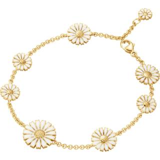 Georg Jensen Daisy Layered armbånd i guldbelagt med hvid emalje
