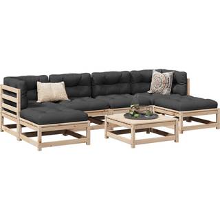 sofasæt til haven 7 dele med hynder massivt fyrretræ