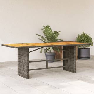 havebord med akacietop 190x80x75 cm polyrattan grå