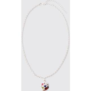 Mens Gem Pendant Chain Necklace In Silver