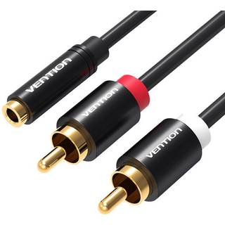 Vention - 3 5mm Female to 2x RCA Male Audio Cable 1m VAB R01 B100 Black