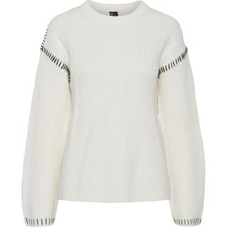 PIECES dame strik PCGAIA - Cloud Dancer Black Stiching - S