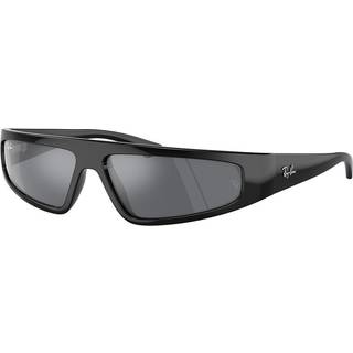 Ray-Ban Izaz Bio Based 0RB4432 Solbriller - Runde Sort Spejlede Linser