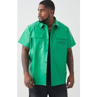 Mens Plus Pu Two Pocket Shirt In Green