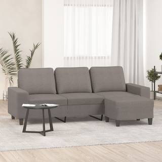 3-personers sofa med fodskammel 180 cm stof Gråbrun