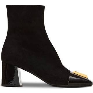 Balmain Edna suede and patent leather ankle boots - black - EU 35