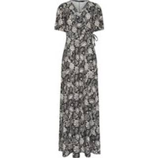 Lts Tall Women's Black Floral Paisley Print Wrap Maxi Dress Size 12