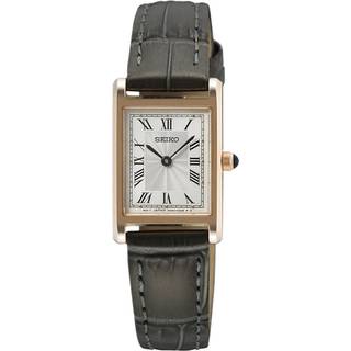 Seiko SWR096P1 Damenuhr Rechteckig Dunkelgrau/Roségoldfarben
