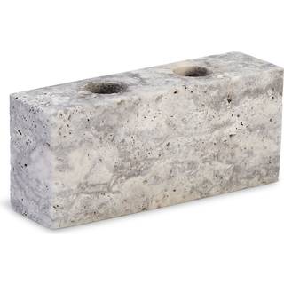 Wabi Sabi Epode Lysestage to lys Travertin Silver