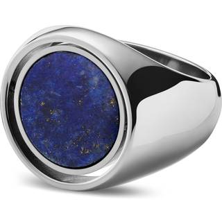 Makt | Roterende Sølvfarvet Rustfri Stål & Lapis Lazuli Signet Ring