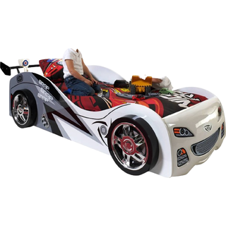 Bilseng 90 x 200 cm – hvid MDF med lamelbund