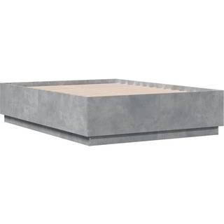 Sengestel Konstrueret Træ - Betongrå / 135 x 190 cm