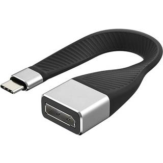 NÖRDIC kort fladkabel 14 cm USB-C til Displayport adapterkabel adapter 4K i 60Hz 21,6Gbps Understøttelse af 3D og HDCP 1.4 og 2.2