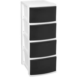 Iris USA 4 Slim Drawer Storage Organizer Unit for Bedroom Closet Kitchen Badrum Tvättrum Dorm vit ram med matt svarta främre paneler uppsättning
