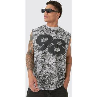 Mens Black Oversized 98 Abstract Printed vest
