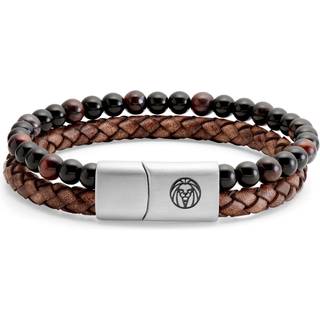 Red Tigers Eye, Onyx og Vintage Icon Læderarmbånd