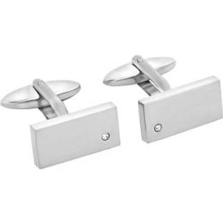 Manchetknapper i rustfri stål blank med sten