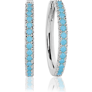 Sif Jakobs - Ellera grande sølv creoler med turkis, 15mm - sj-e2869-tq