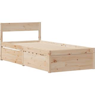 Seng Med Skuffer Og Madras Massivt Fyrretræ - Naturfarvet / 90 x 190 cm